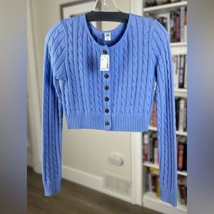 NWT Twik short cable knit cardigan, small, blue